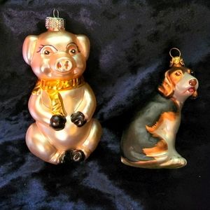 Pig and Dog Ornaments